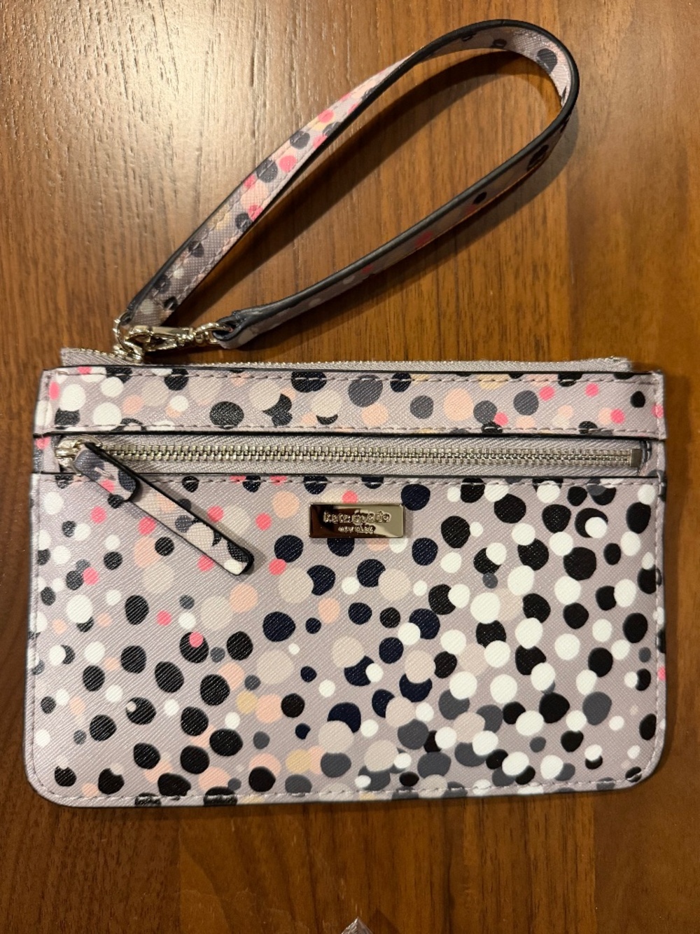 NWOT Kate Spade Shore Street Soiree Dot Tinie Wristlet Wallet Gray Multi